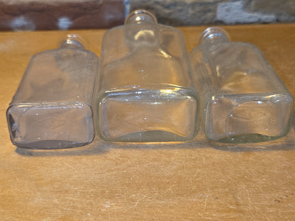 Vintage Medicine Bottles Clear Glass Illinois Glass Company Set of 3 vmb09
