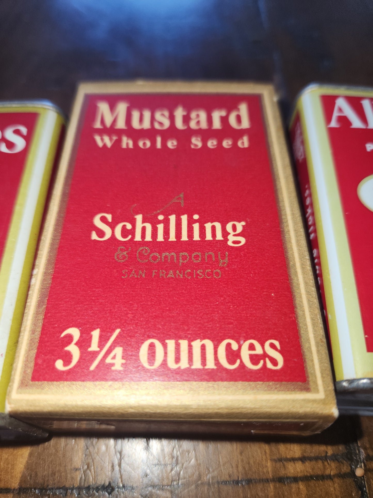 Vintage Schilling Spice Box Mustard Whole Seed, Cloves, Allspice, Cardamom Schilling Spice & Co. SAN Francisco Set of 4 sp67