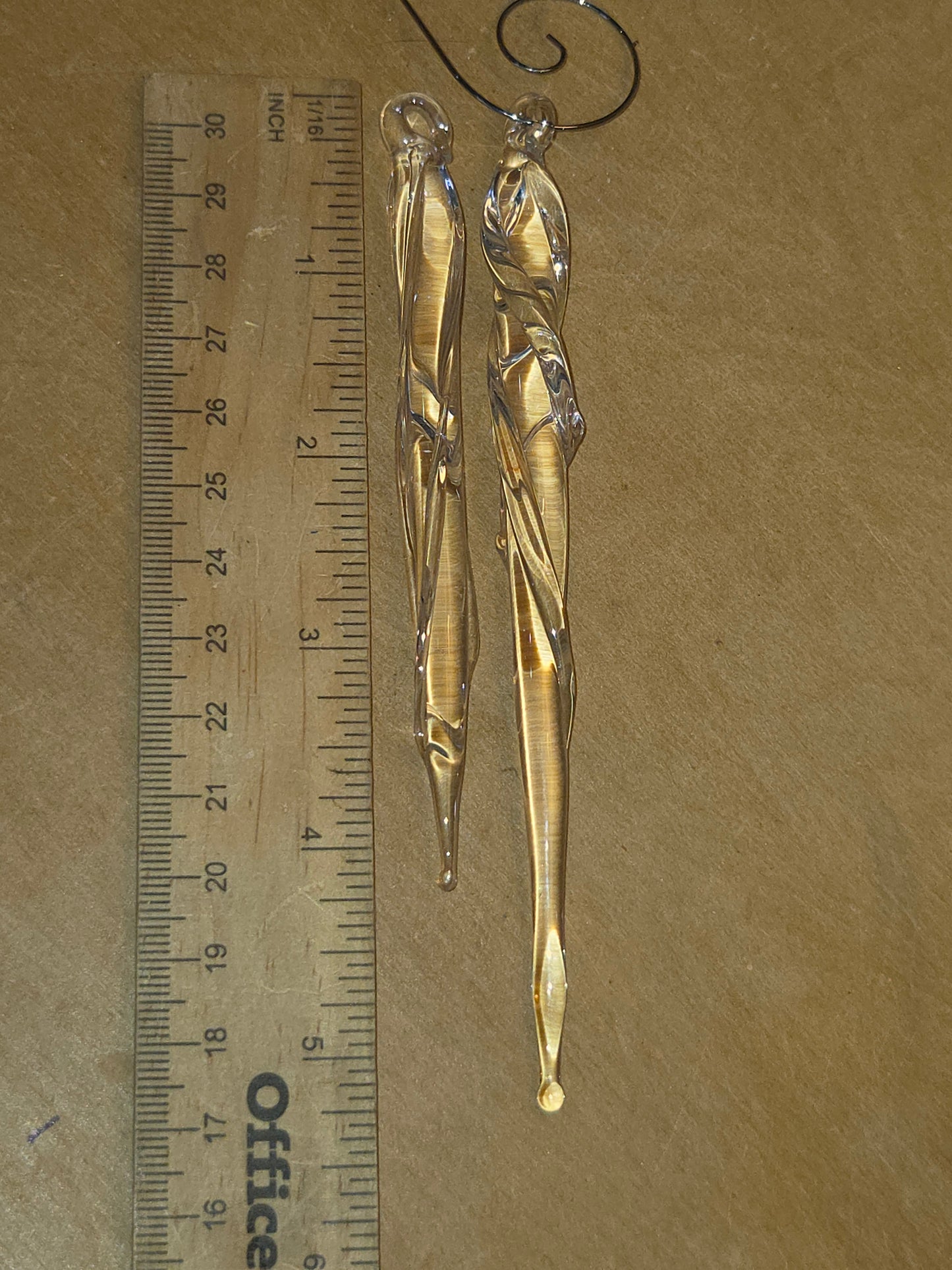 Glass icicles made by Burglund Studios in North Platte, Nebraska