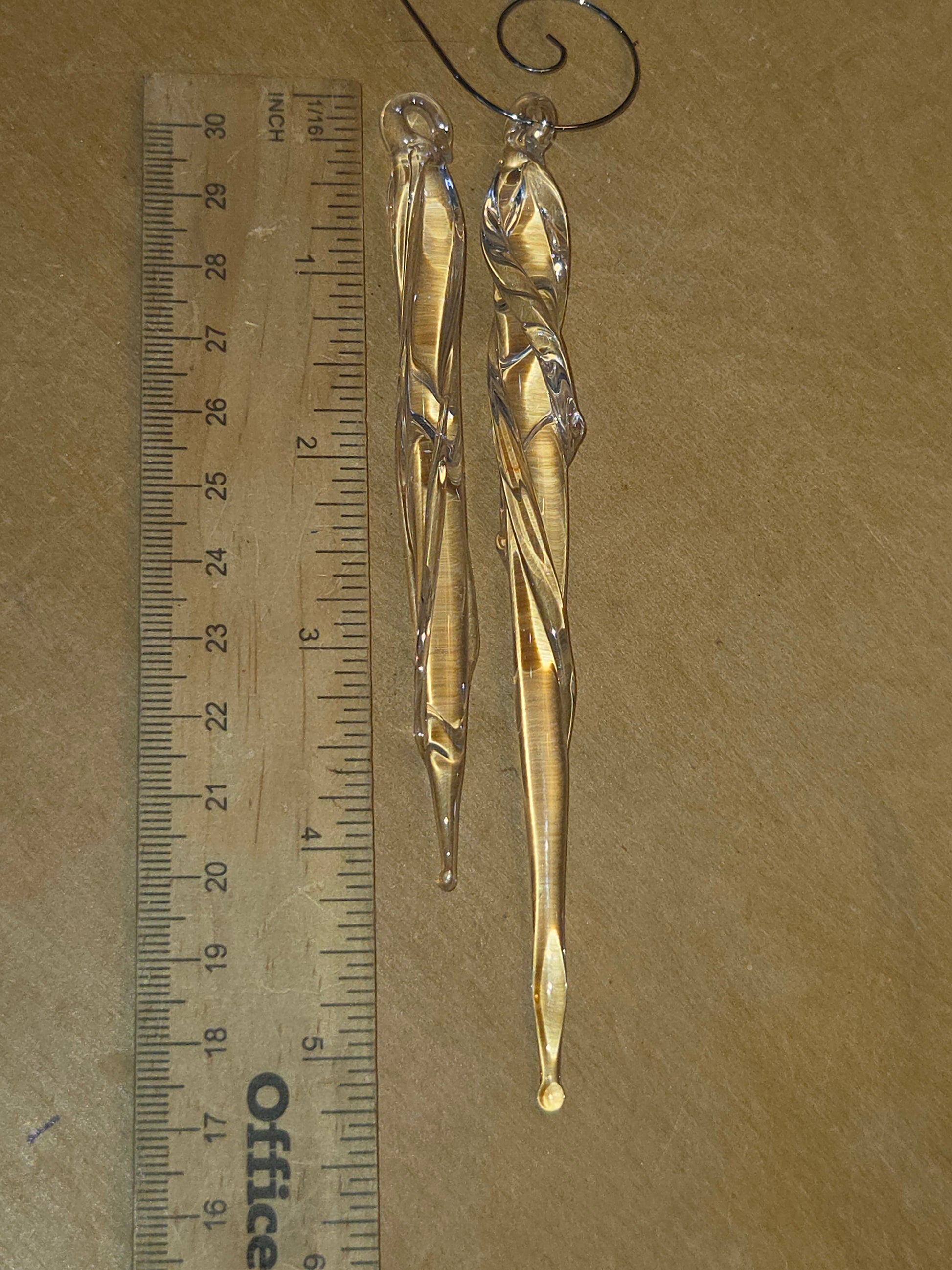 Glass icicles made by Burglund Studios in North Platte, Nebraska