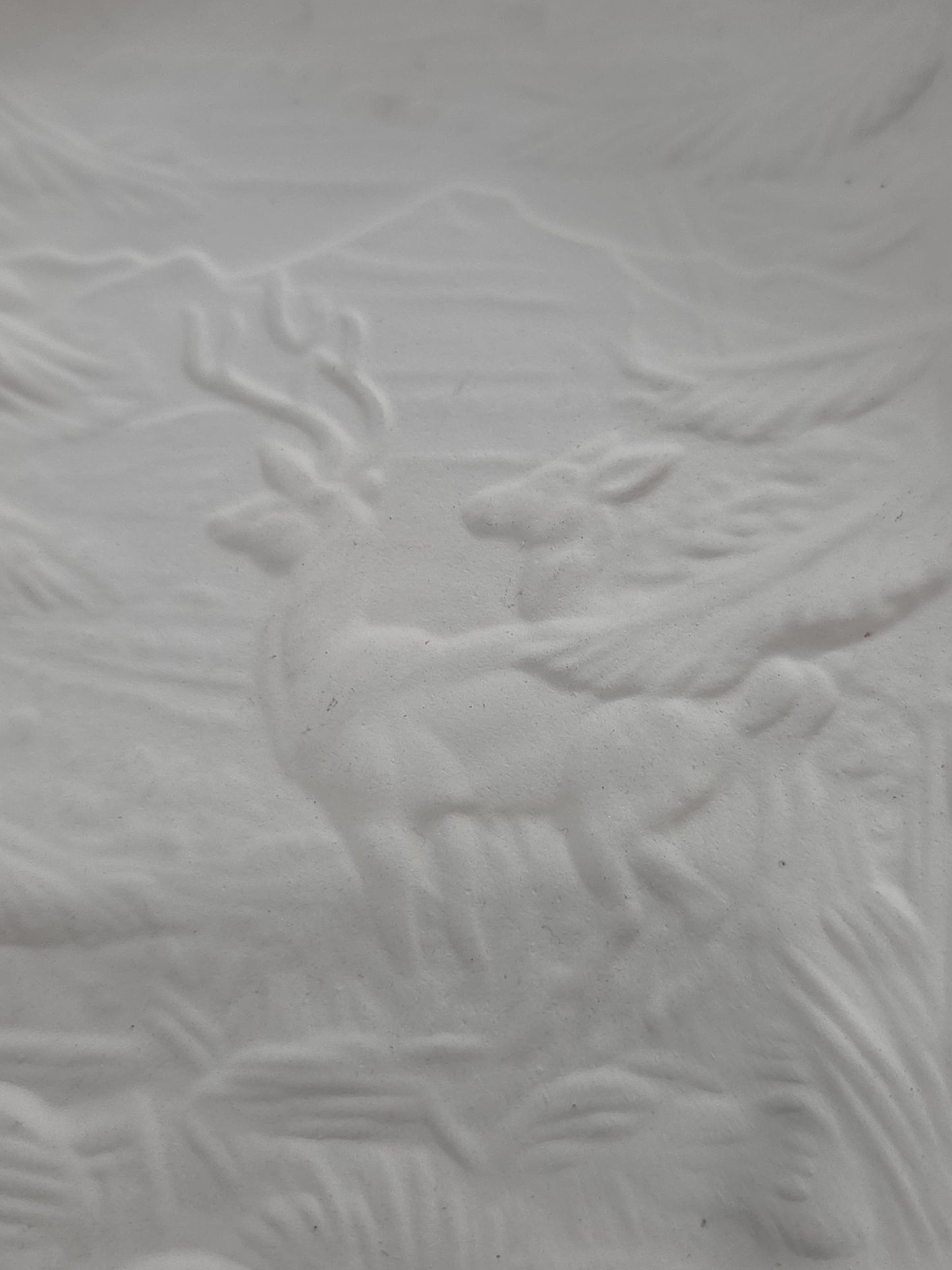 Unpainted Ceramic Serving Bowl Ready to Paint Deer in Forest 9"