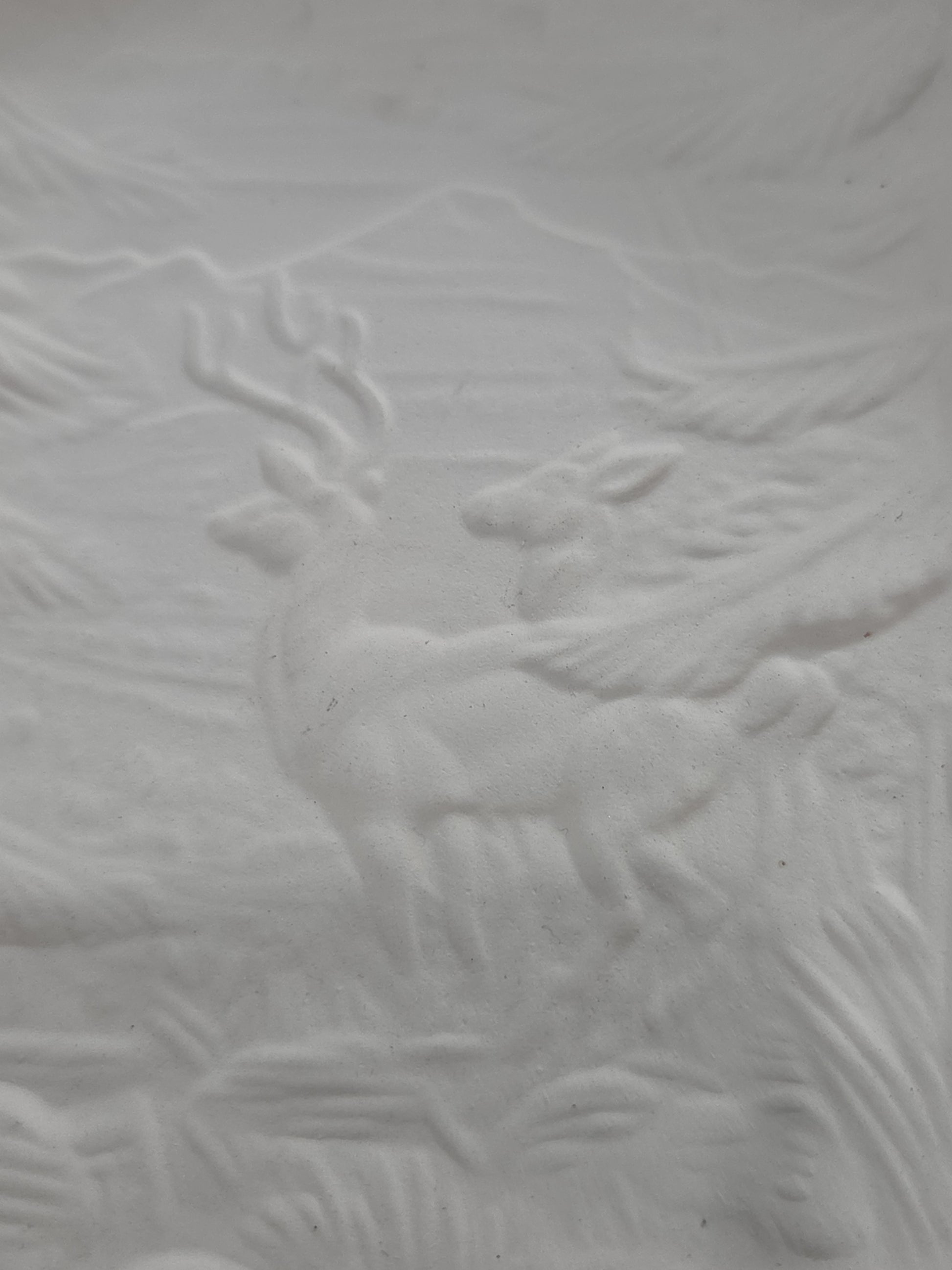 Unpainted Ceramic Serving Bowl Ready to Paint Deer in Forest 9"