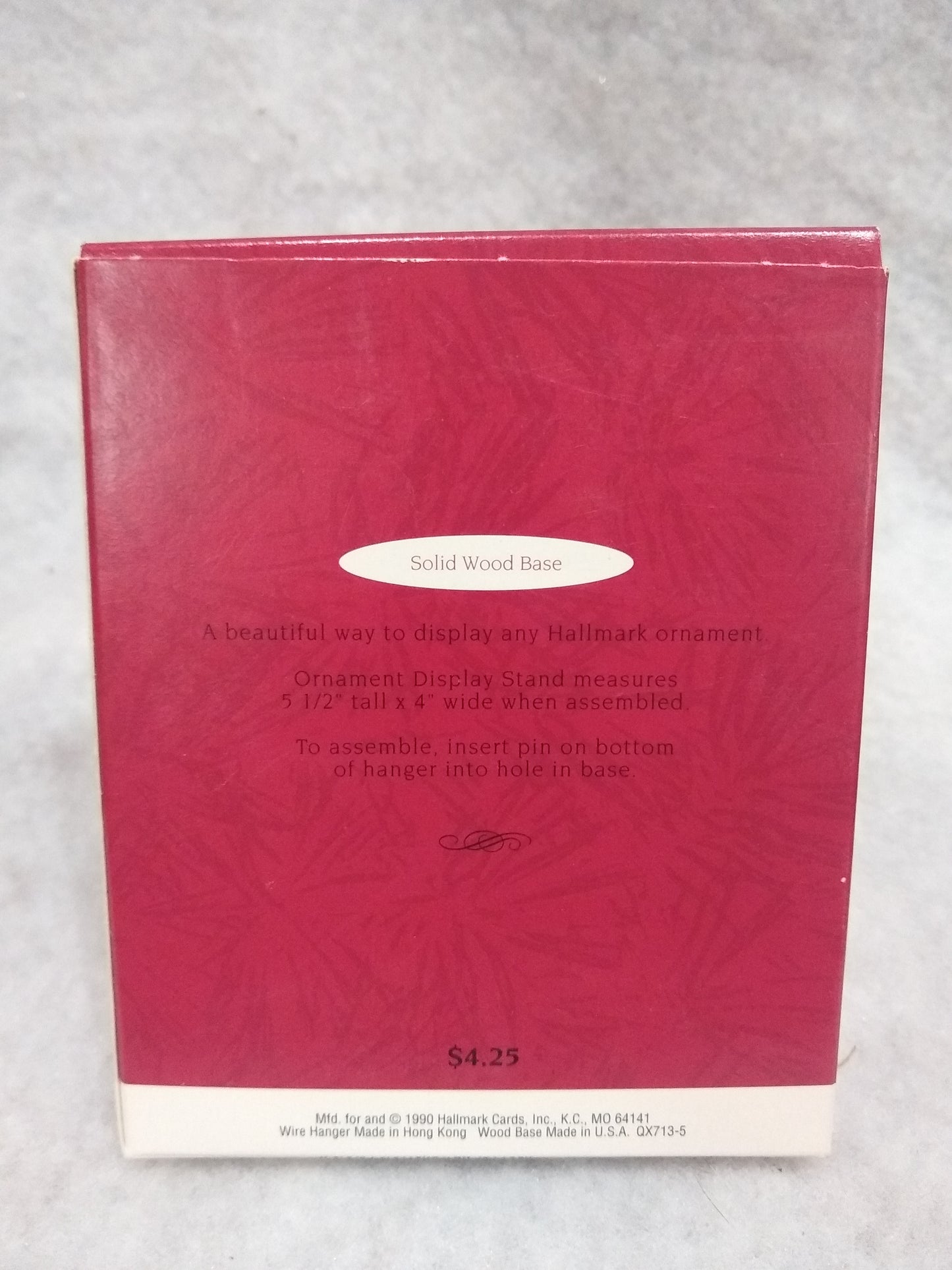 Vintage 1990 Hallmark Keepsake Ornament Display Stand Wood Base os54