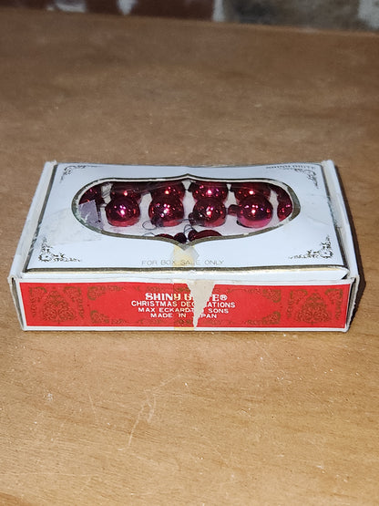 Vintage Shiny Brite 24 Red Mercury Glass Ball Feather Tree Ornaments 12mm Japan MCM  bo126
