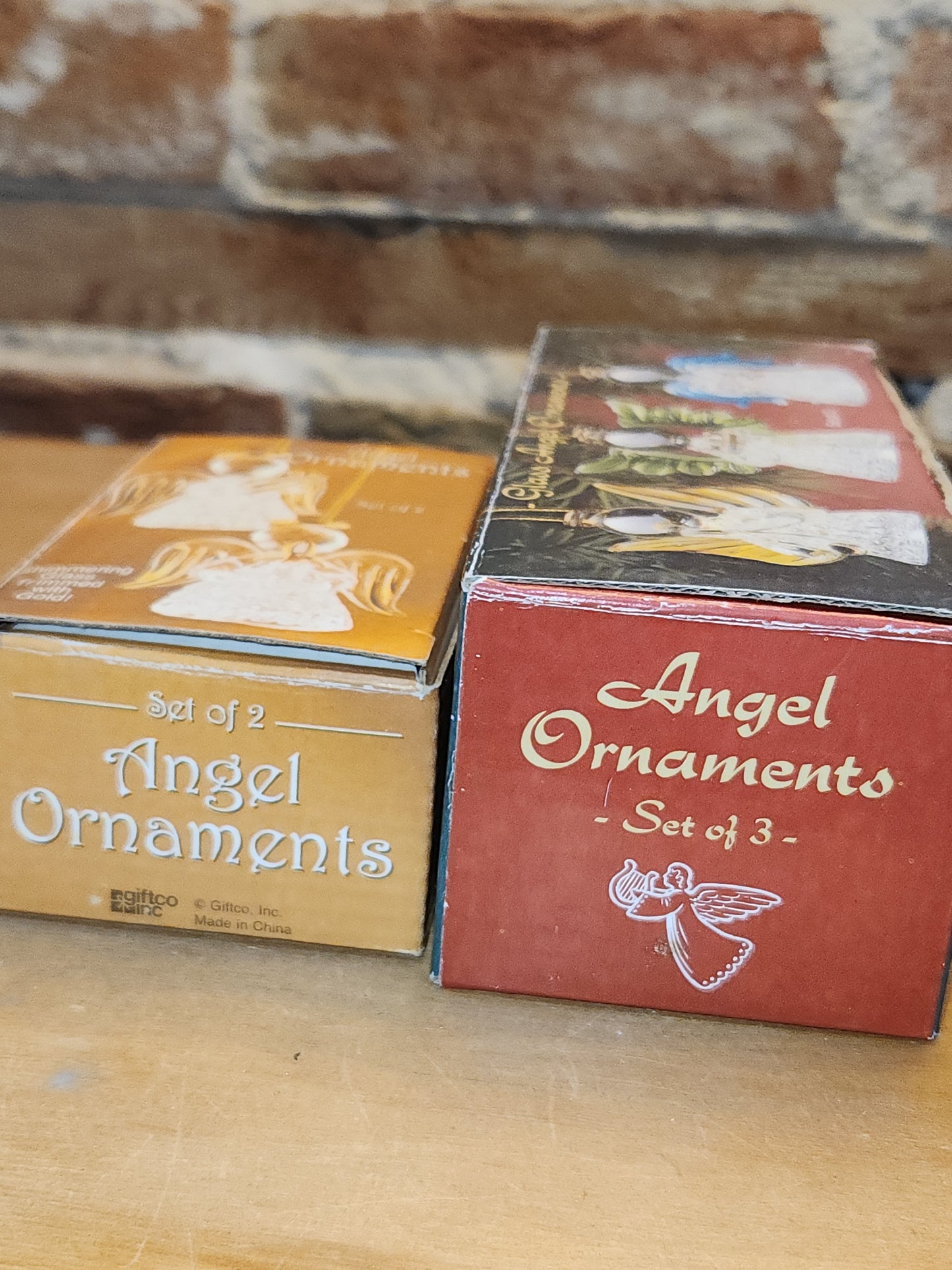 Vintage Giftco Glass Angel Ornaments 2 Different Sets in Original Boxes 5 angels ang91