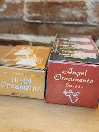 Vintage Giftco Glass Angel Ornaments 2 Different Sets in Original Boxes 5 angels ang91