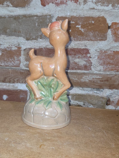 Vintage Ceramic Deer Holly Berries Christmas Handpainted dr4
