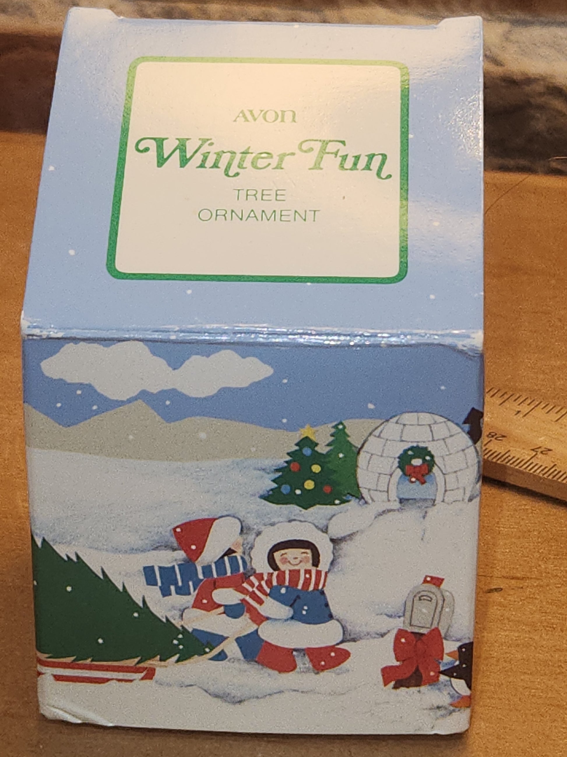 Vintage Avon Tree Ornament Winter Fun Igloo Penguin Christmas Tree 1983 av043
