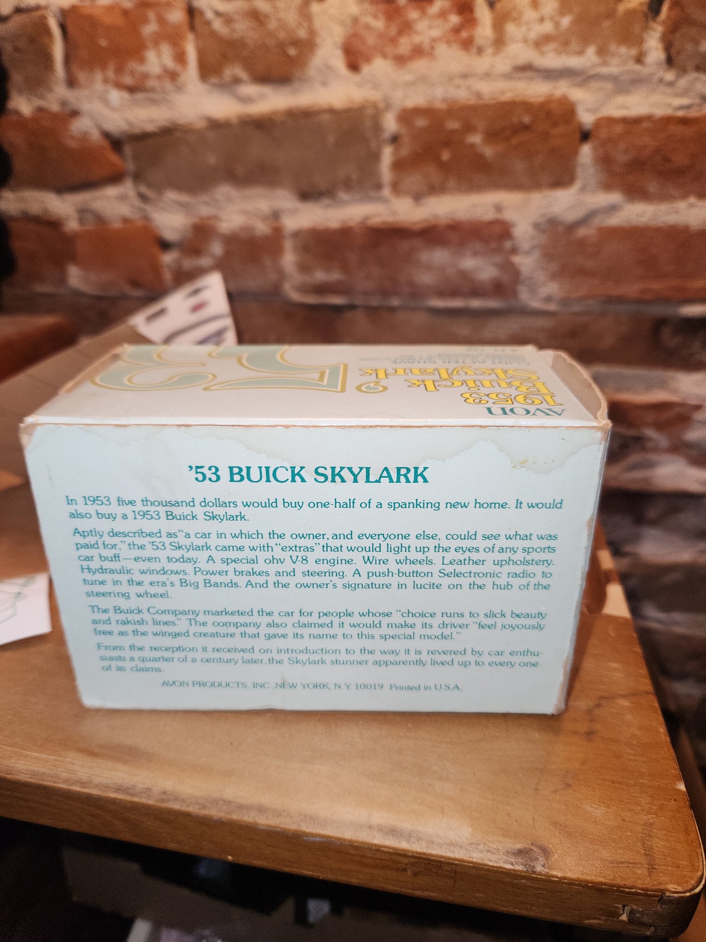 Vintage Avon 1953 Buick Skylark Clint After Shave With Unused Stickers and Original Box CLEARANCE av489