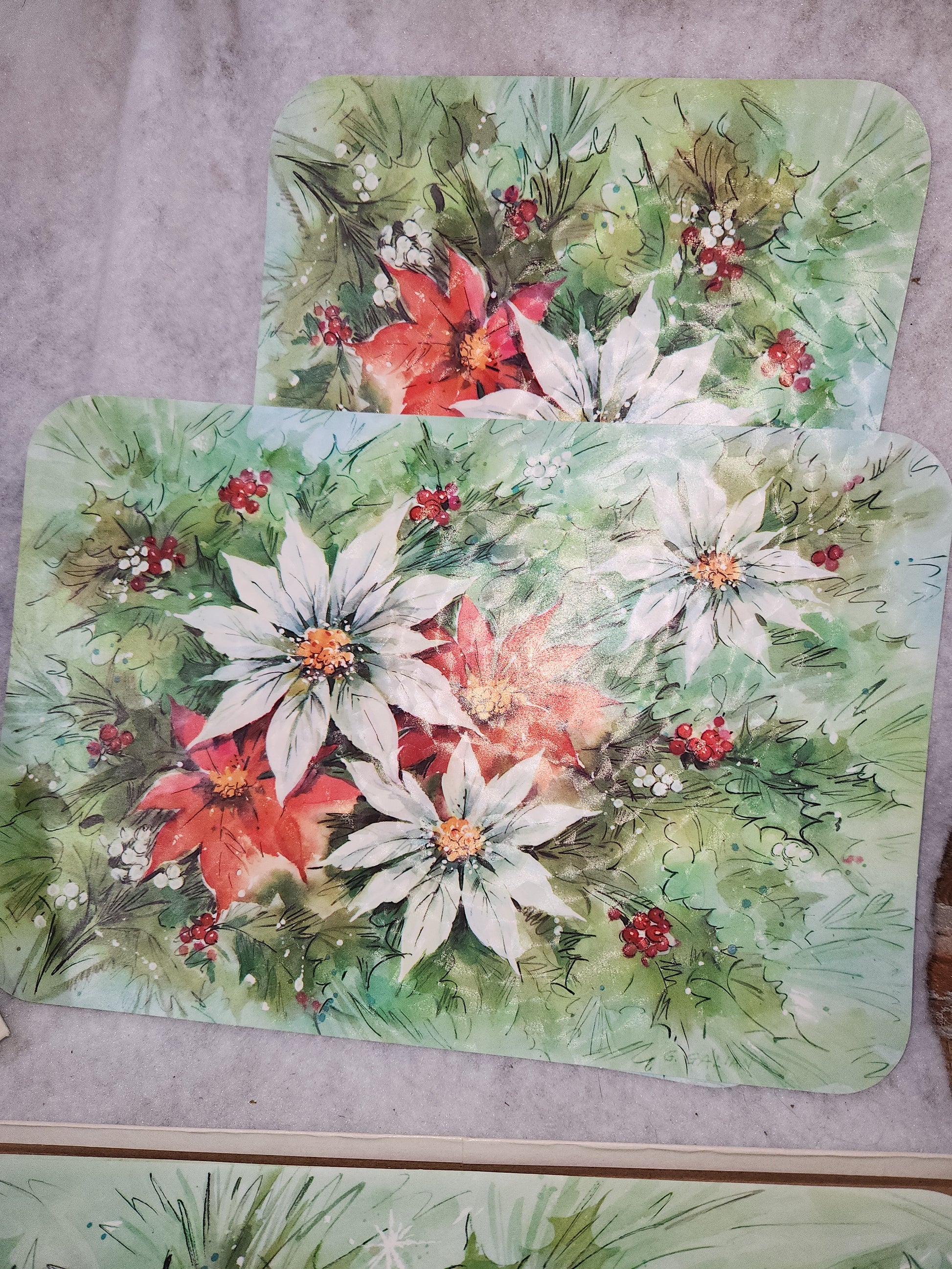Vintage Christmas Place Mats Lot Of 6 Wipe Off and Re-Use 3 G. Galian Designs