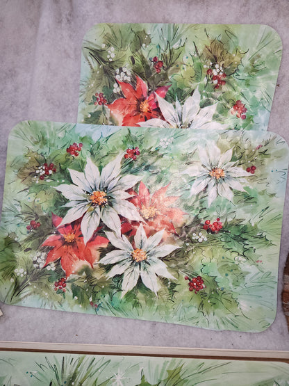 Vintage Christmas Place Mats Lot Of 6 Wipe Off and Re-Use 3 G. Galian Designs