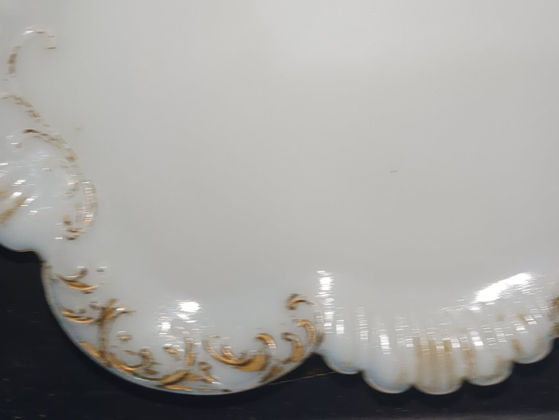 Antique Vanity Milk Glass Tray gold gl887