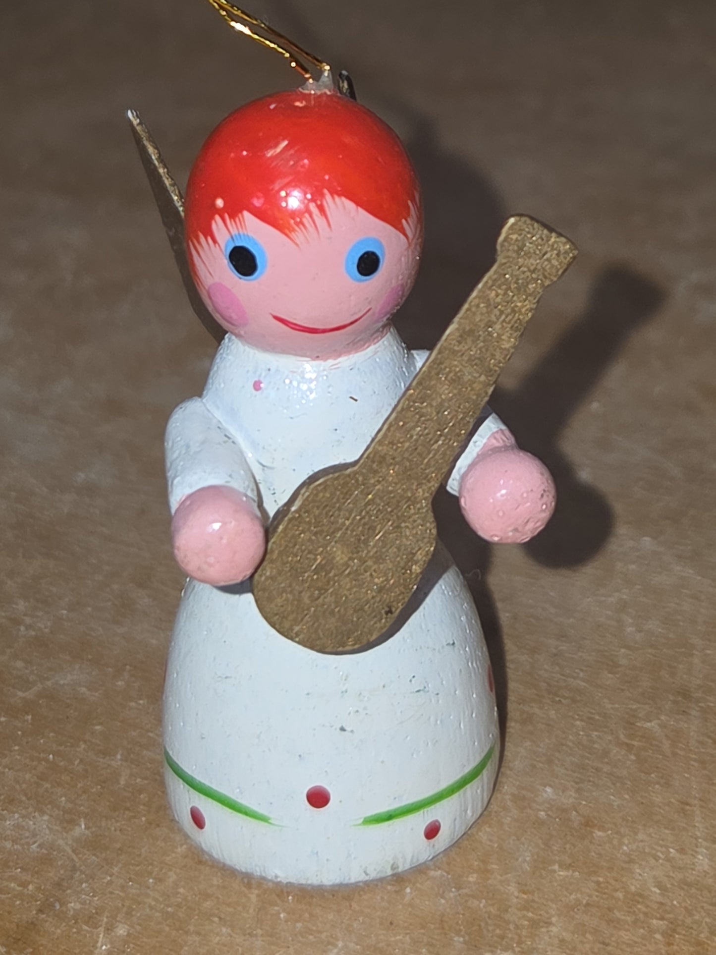 Vintage Wooden Ornaments Angels Set of 2 MCM Kitchy