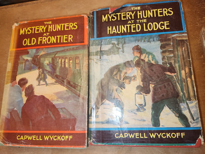 Vintage Hardcover Books Mystery Hunters At Old Frontier AND At The Haunted Lodge Capwell Wyckoff Saalfield Publishing Company 1934 vb99