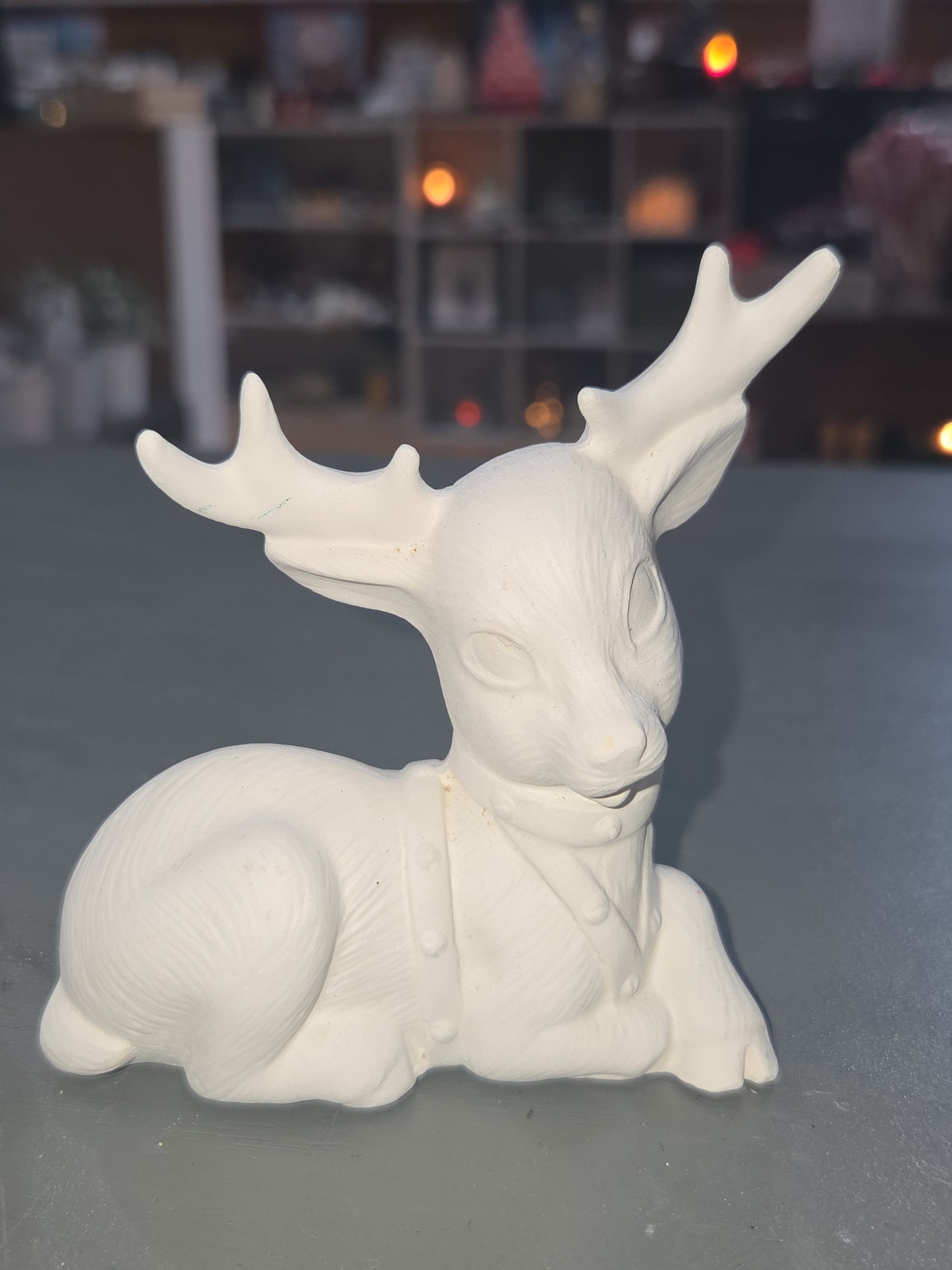 Unpainted Ceramic Softy Reindeer DIY Ready to Paint Set of Seven 4" to 5" tall