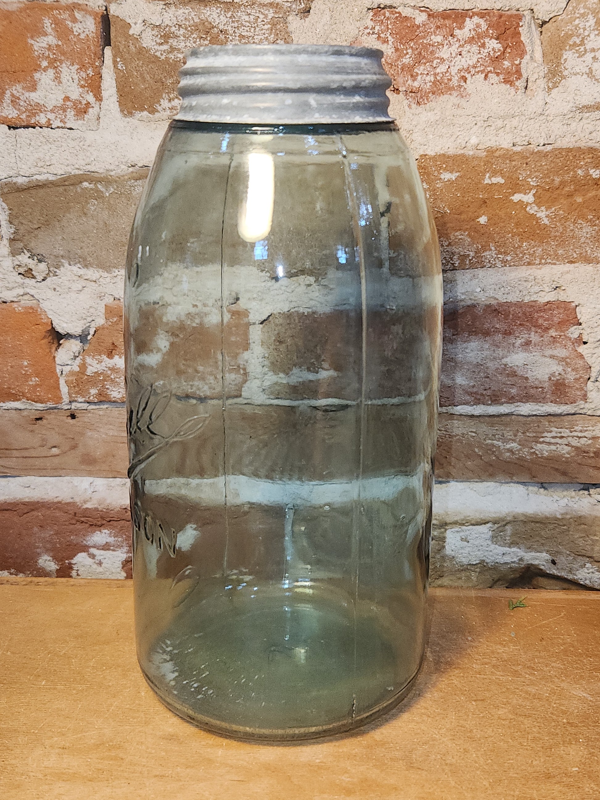 Antique 1/2 Gallon Jar Ball Mason Cornflower Blue 1900-1910 AS IS Chip jar76