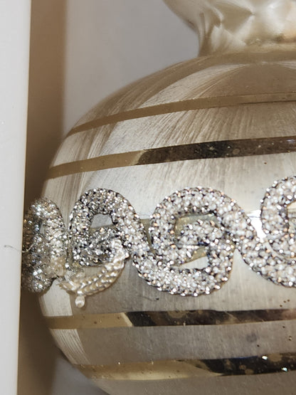 Vintage Rauch Hand Blown Mercury Glass Tree Topper White Gold Glass with Box Box tt11