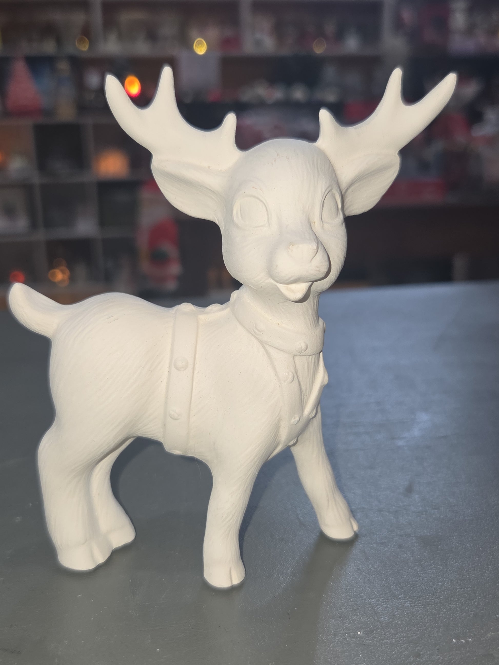 Unpainted Ceramic Softy Reindeer DIY Ready to Paint Set of Seven 4" to 5" tall