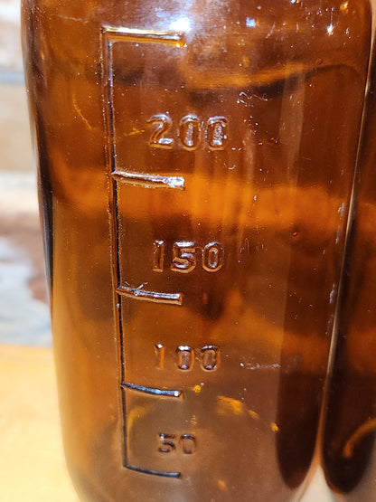 Vintage Medicine Bottles Amber Glass Set of 2 No lids vmb49