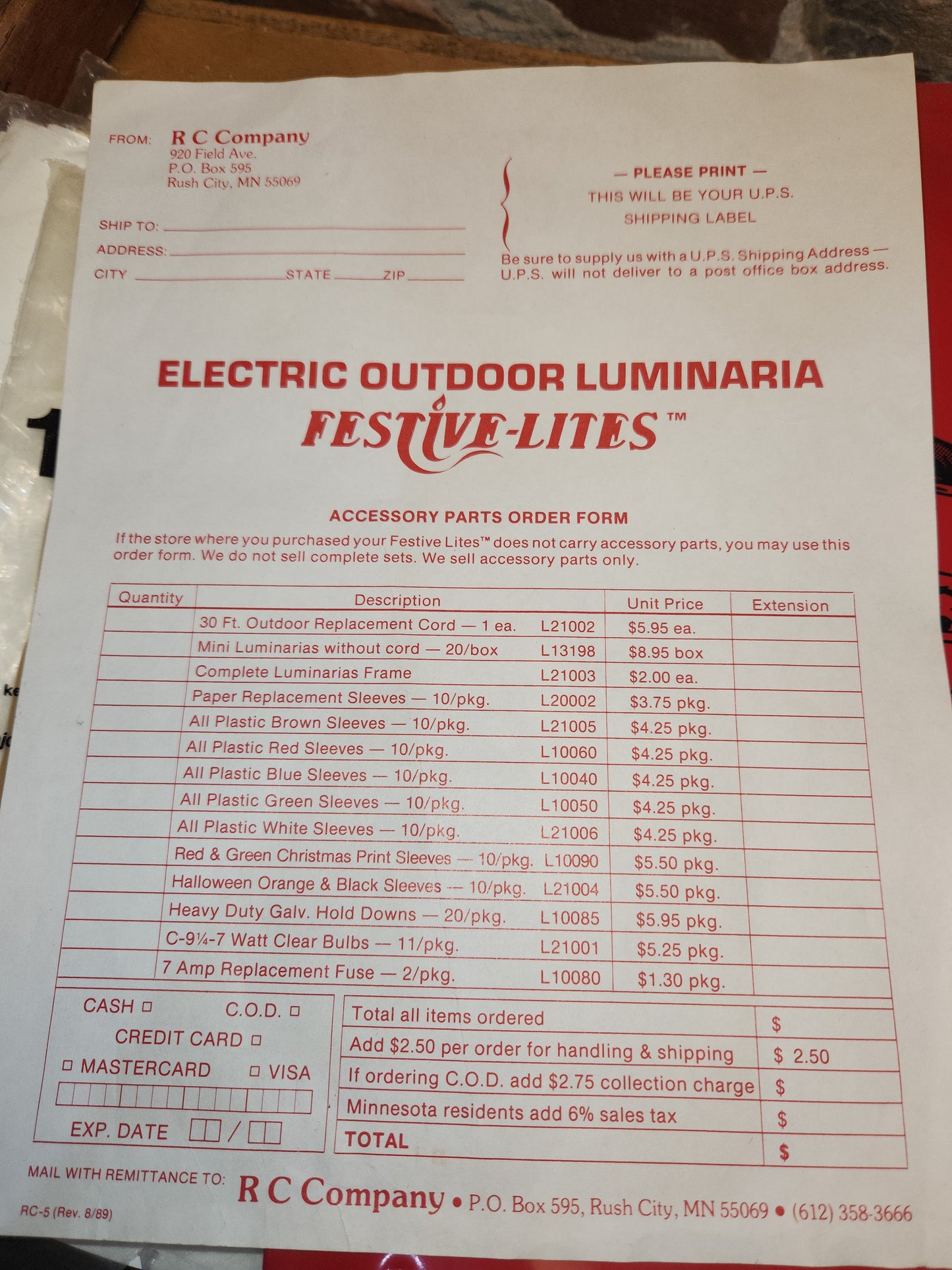 Vintage Luminaries Replacement Sleeves for Electric Outdoor Luminaria Feative-Lites R C Company set of 3