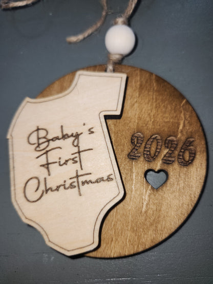 Custom Order Ornament Wooden Baby's First Christmas