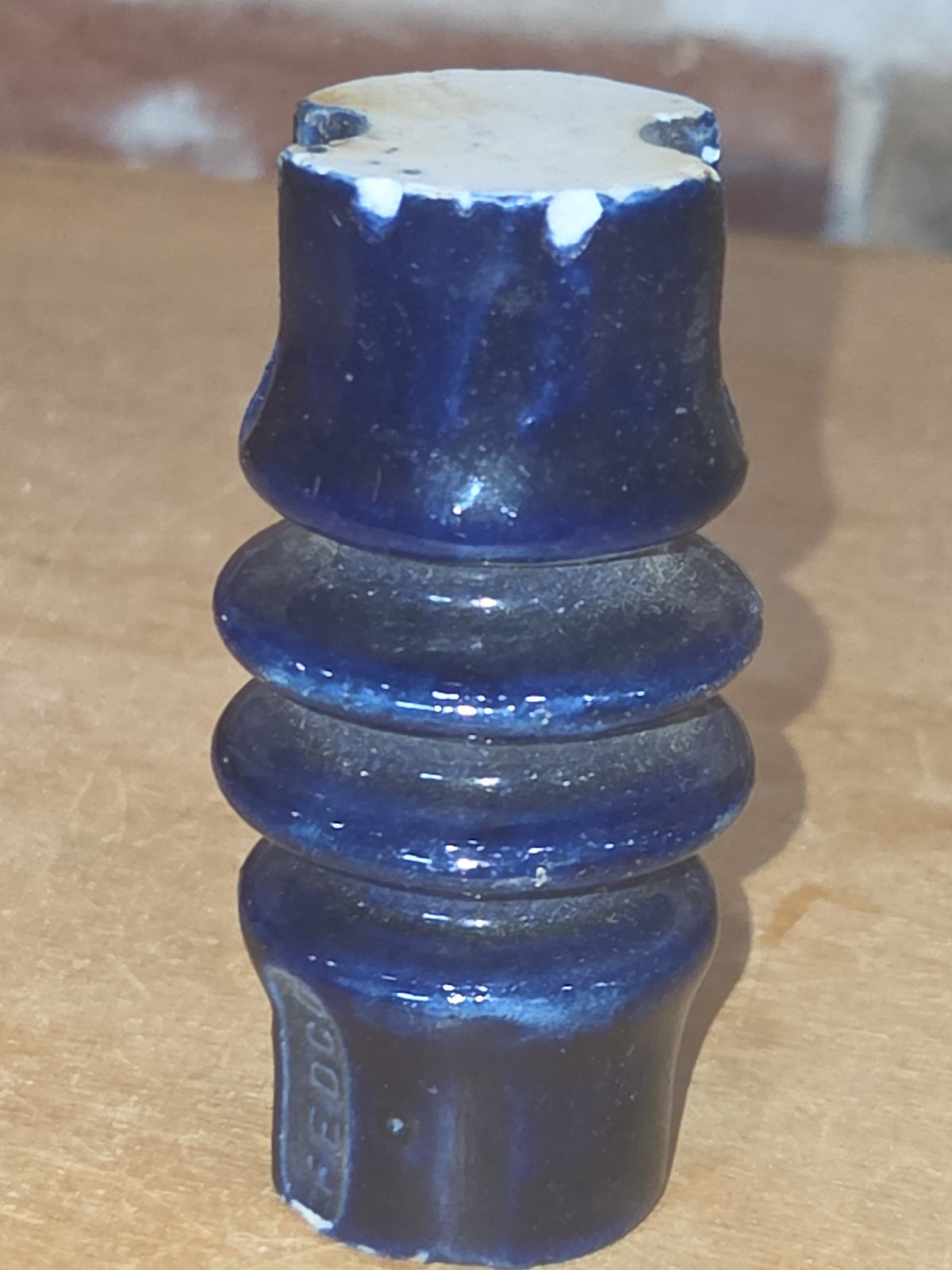 Vintage Fedco Insulator Cobalt Blue For Electrical wiring in homes around 1900 AS IS has Chips in09