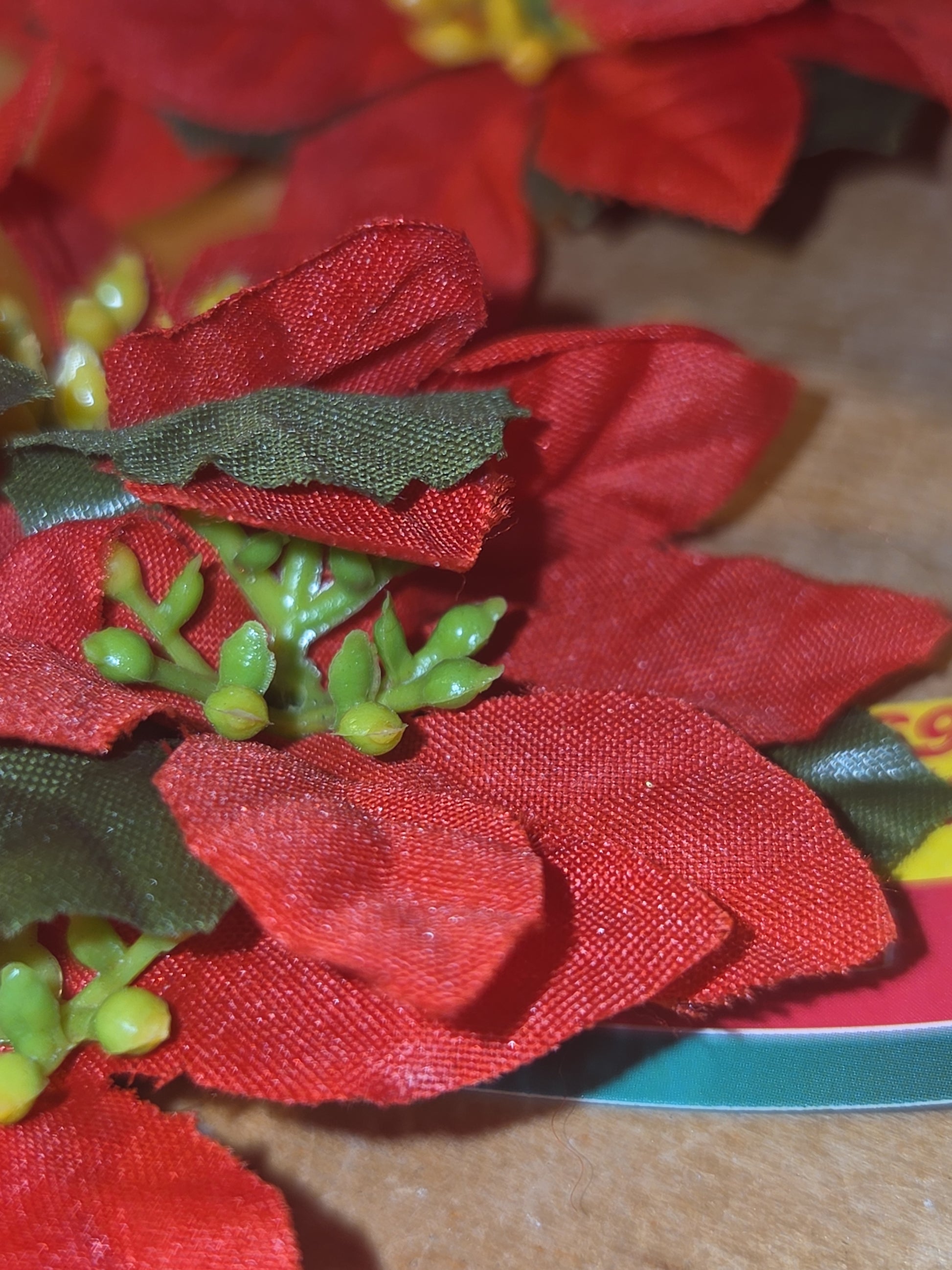 Vintage Joybrite Christmas Mini Candle Rings Poinsettia Lot of 6 New Old Stock