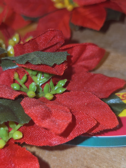 Vintage Joybrite Christmas Mini Candle Rings Poinsettia Lot of 6 New Old Stock