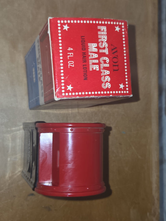 Vintage Avon Liquud Hair Lotion Mailbox First Class Male 3/4 Full av08