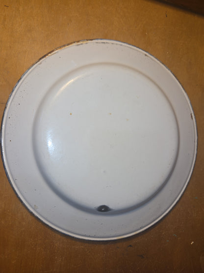 Vintage Set of 6 White Blue Enamel Plates AS IS ena91