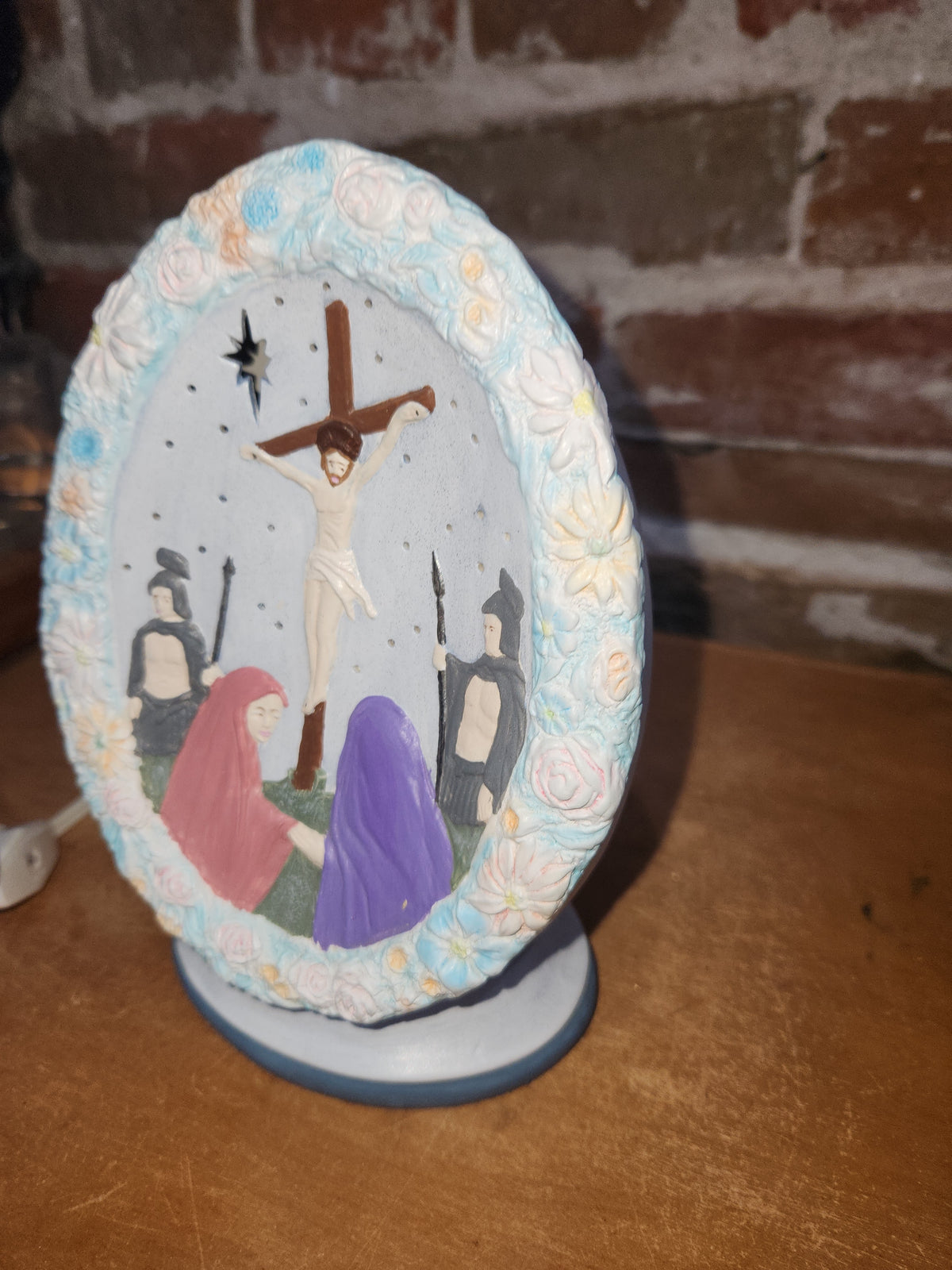 Vintage Ceramic Lamp Jesus Crucifixion Night Light