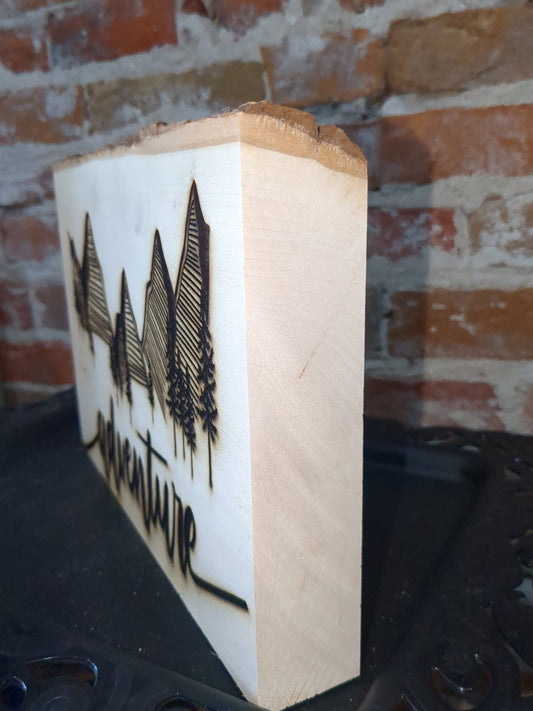 Live edge slab balsa wood Adventure laser engraved ew54