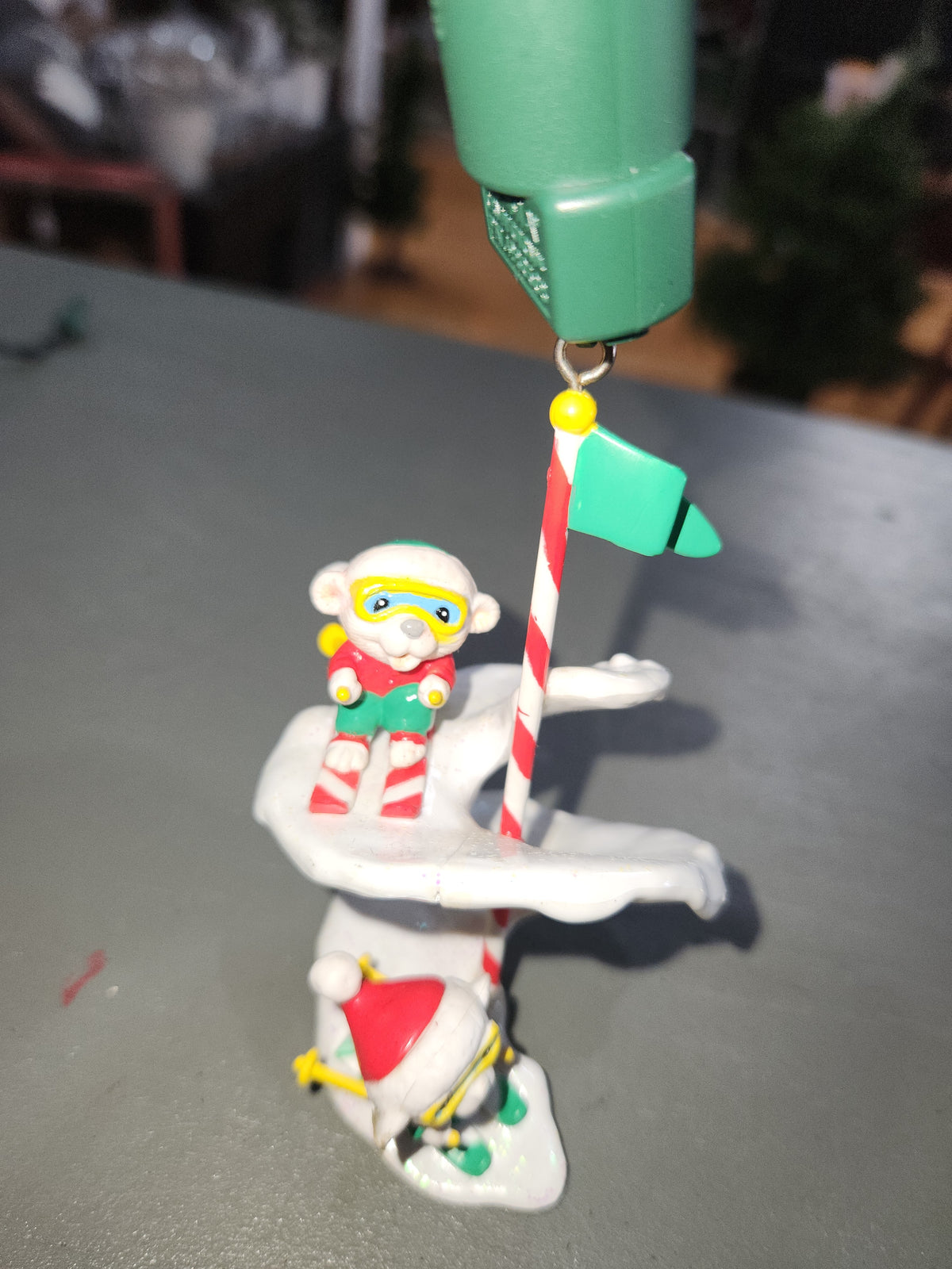 Vintage Noma OrnaMotion Rotating Christmas Ornament Ski Race 1989 With Motor