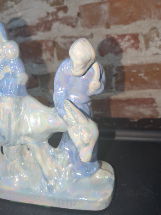 Vintage Flight into Egypt nativity figure Joseph Mary Baby Jesus Donkey Porcelain nat89