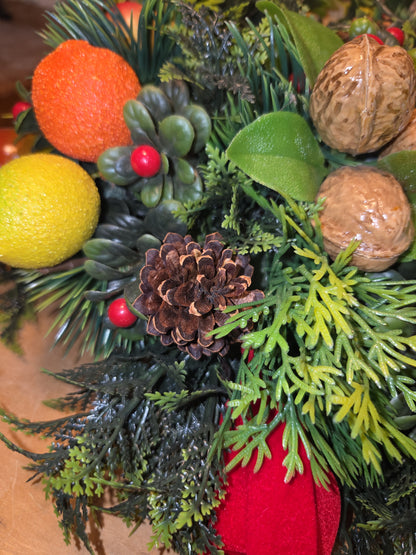 Vintage Plastic Greenery and Plastic Fruit for Christmas Arrangements