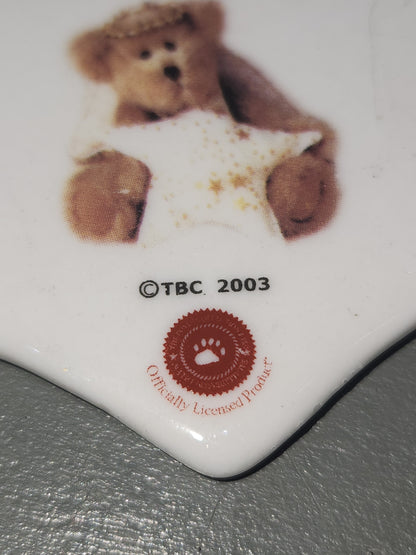 Boyd's Bears STAR shaped Porcelain HOLIDAY Christmas ORNAMENT Set of 2