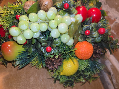 Vintage Plastic Greenery and Plastic Fruit for Christmas Arrangements