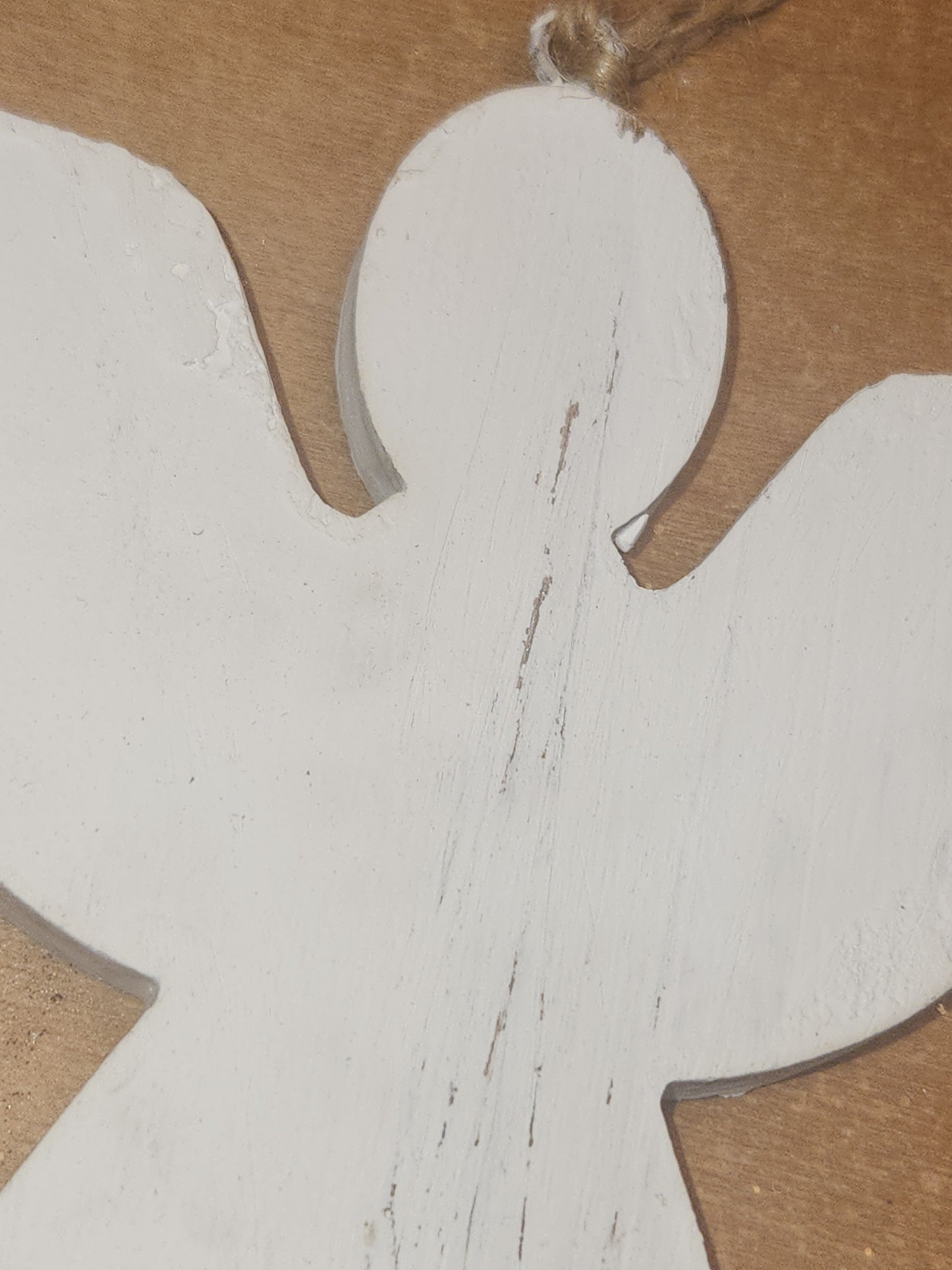 Wooden Rustic Distressed Angel ornament 4" Wide 6" Tall wd7