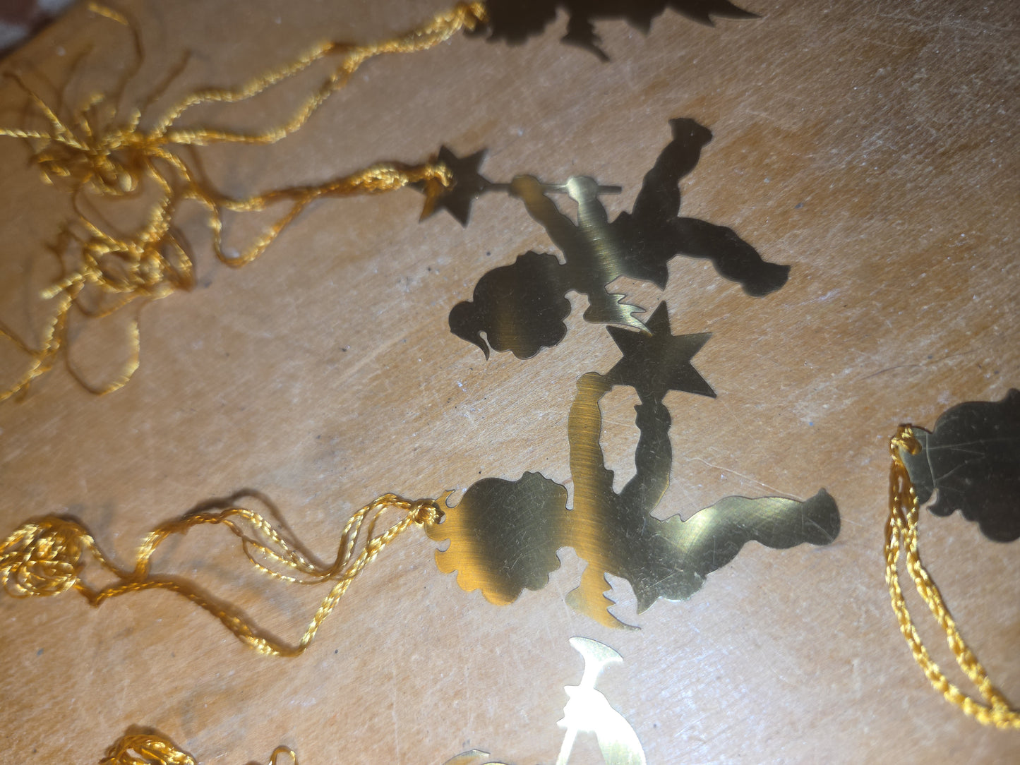 Vintage Probable Brass Angels on Gold String Set of 11