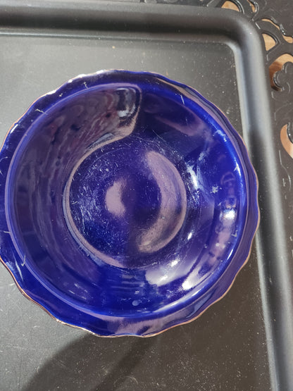 Porcelain Small Pitcher Bowl Set Taiwan Blue Floral Gold Trim Accent pit23 CLEARANCE