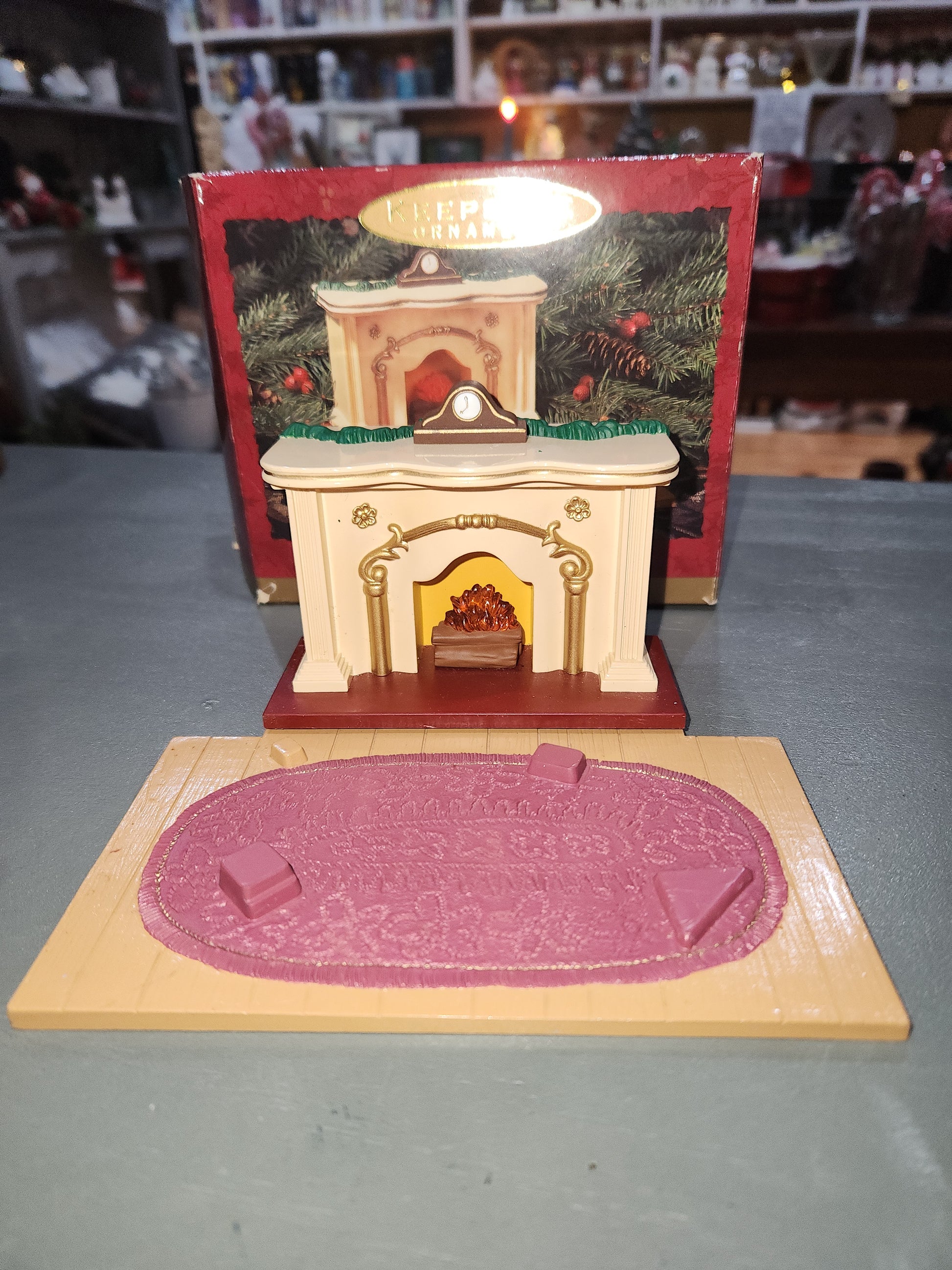 Vintage Hallmark Keepsake Lighted Tabletop Display Flickering Light Fireplace Display for The Bearingers Ornaments 1993 NO Ornaments Included ho1199