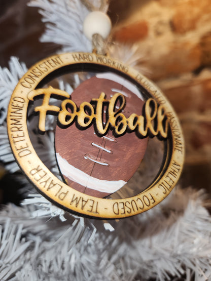 Wooden Football Car Charm for Rear-View Mirror or Ornament no15