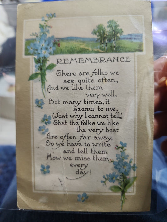1900s Rememerance postcard 1403