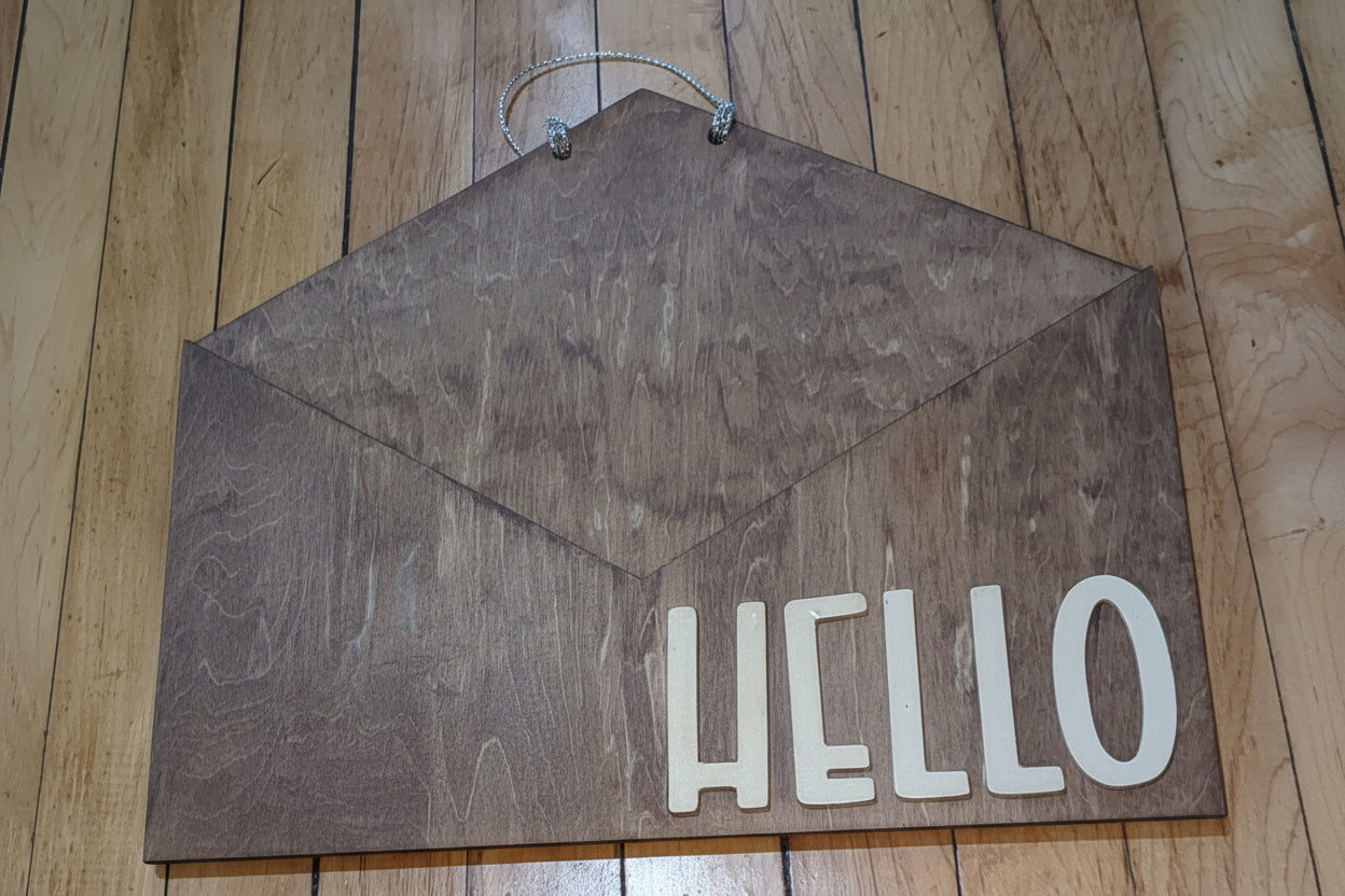 Interchangeable Envelope Door Sign Stained with Cream Letters *inserts sold seperately*