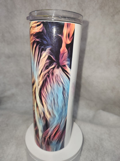 20 Oz Stainless Steel Insulated Tumbler With Two Tops Lion Face tl67