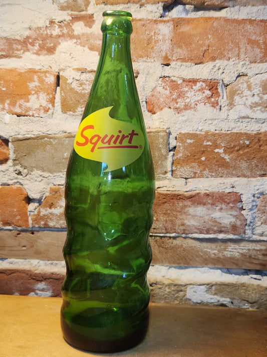 Vintage Soda Bottle Squirt Swirl Green Glass Large 1 Pint 12 oz