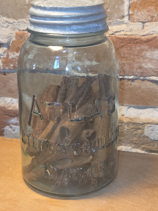 Vintage Atlas Quart Jar Strong Shoulder Mason Cornflower Blue with Zinc Lid jar88