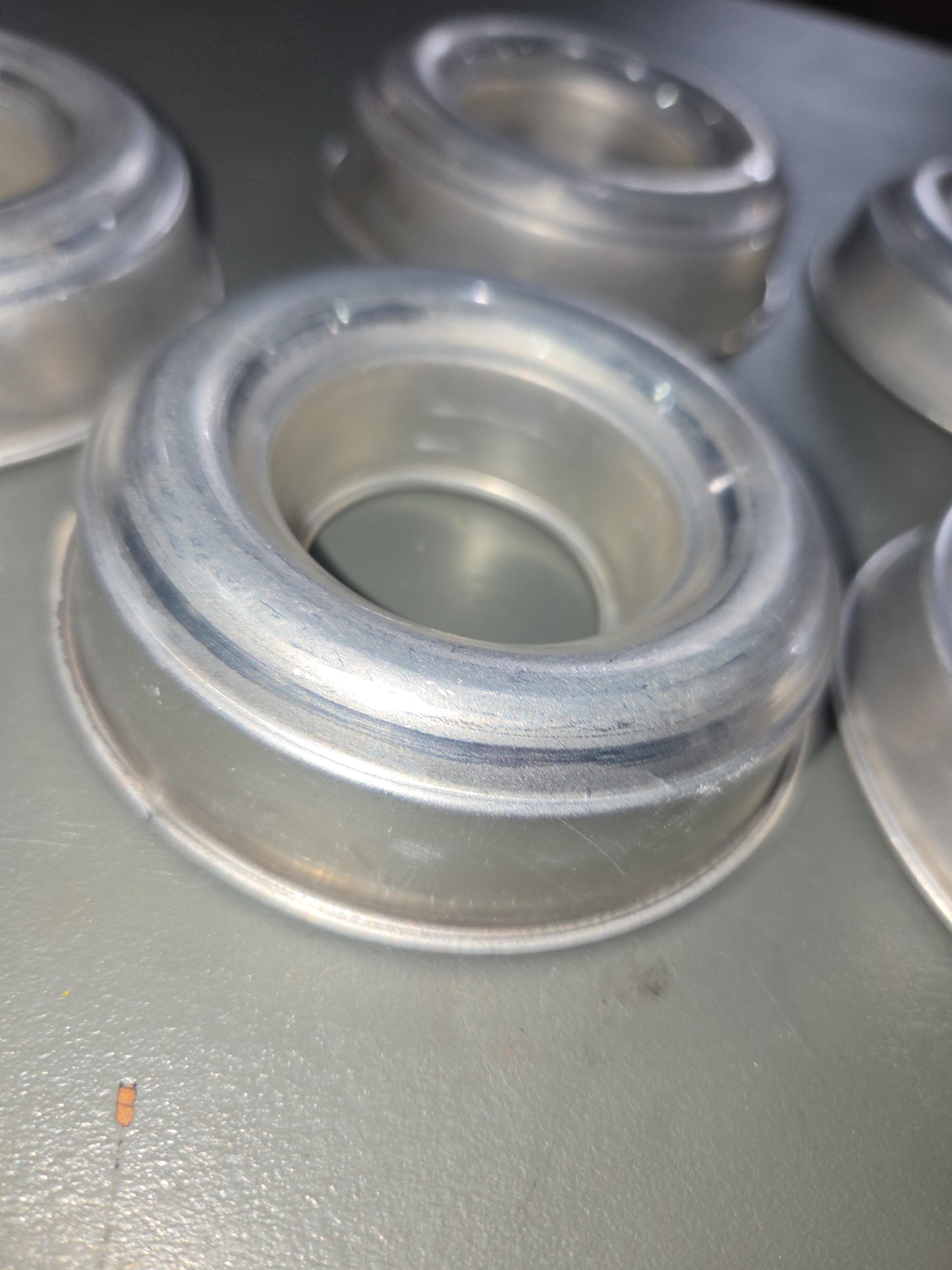 Vintage Aluminum Mini Round Ring Molds Cake, Jello, Desserts Set of 6 AS IS 3.5” bt8