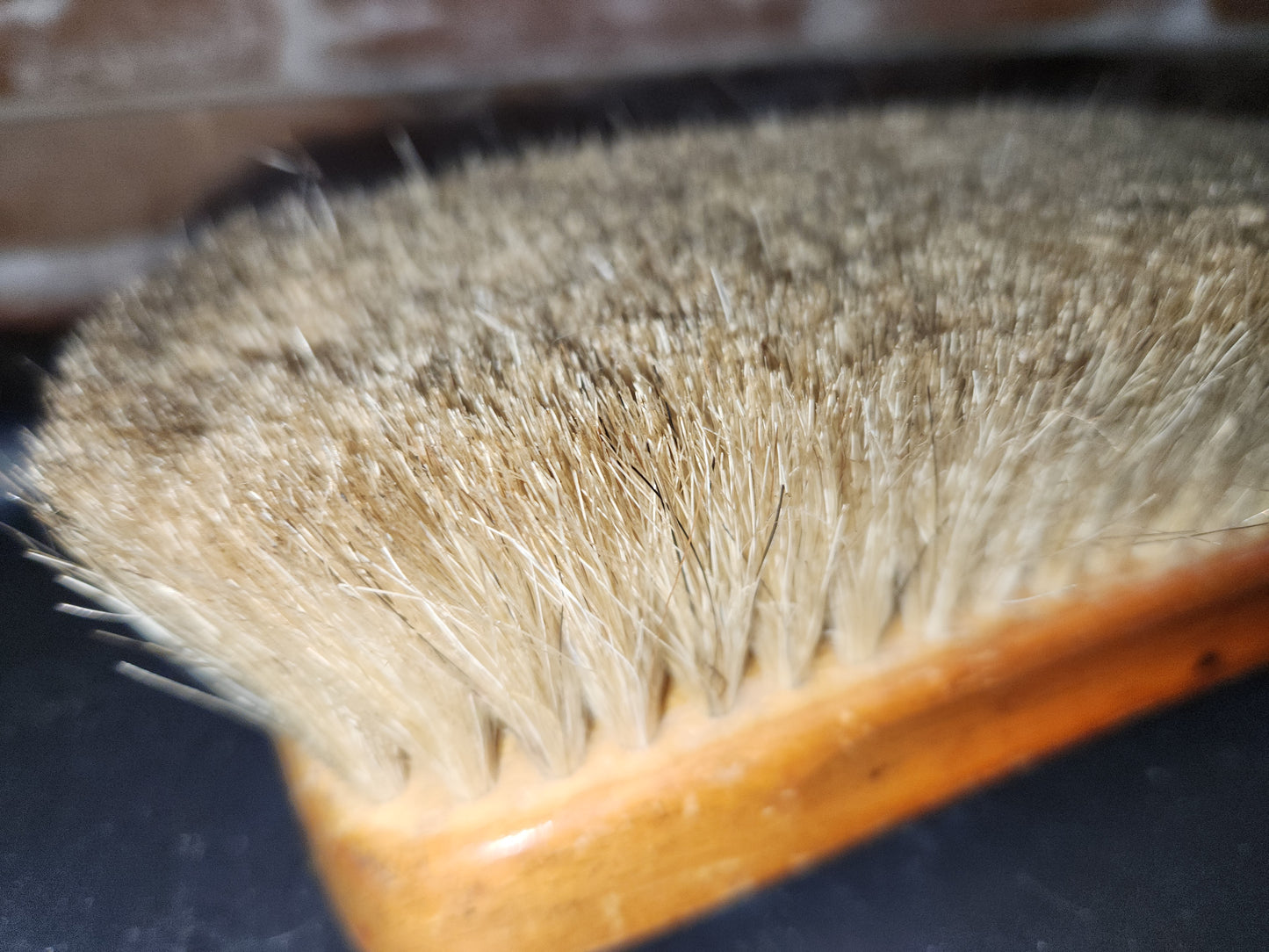 Vintage Wooden Shoe Polish Brush OXCO Walker 100% Sterilized Blond Horsehair Bristles