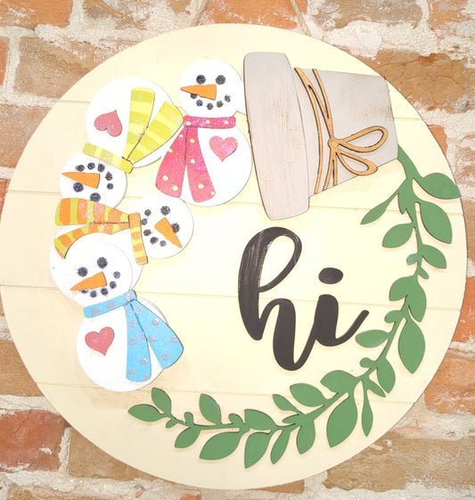 Snowman Winter Insert for Interchangeable Pot Spilling Door Sign *Sign Sold Seperately*